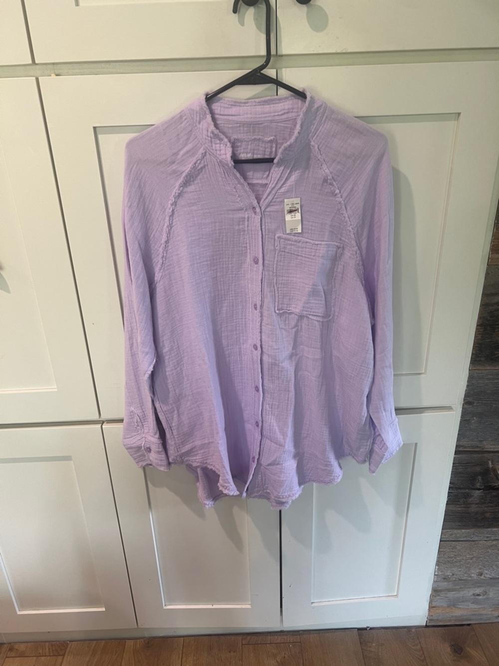 aerie Lavender Lightweight Oversized Button-Front Shirt size S